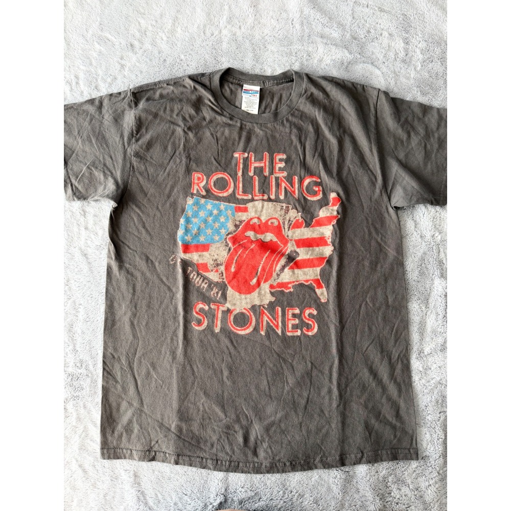 NWOT Junk Food The Rolling Stones Tour 81 USA Graphic T-Shirt Gray Medium